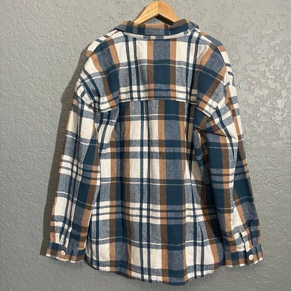 Vans Eliza Cream & Teal Flannel Shacket - Picture 3 of 8